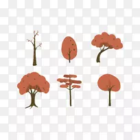 卡通树图-不同树木的红叶