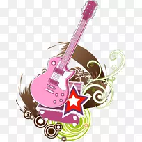 电吉他五点星图.抽象粉红吉他五点星型