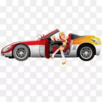 跑车马达公司adobe插画-美丽和赛车