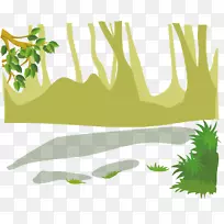 杂草图解.手绘树木和草载体材料