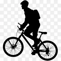 电动自行车悬挂式剪贴画-男子骑自行车剪影剪贴画
