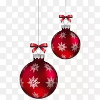 圣诞装饰图标剪贴画-红色圣诞球装饰