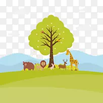 adobe插图下载图标-地球上的树木和动物