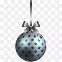 圣诞装饰品圣诞装饰圣诞树剪贴画-大型透明蓝银圣诞球装饰PNG剪贴画
