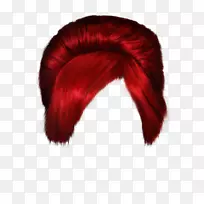 红发型长发-女性发PNG形象