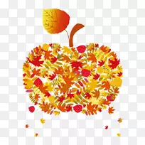 秋季剪贴画-苹果叶图案