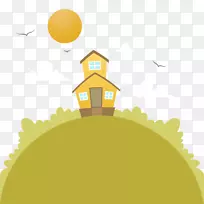 下载插图-卡通太阳和地球村
