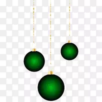 绿色人体穿孔珠宝球圣诞饰品-透明圣诞绿色饰品PNG剪贴件