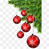 圣诞装饰品圣诞老人圣诞树-圣诞球角装饰PNG剪贴画