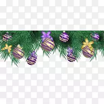 圣诞节装饰紫色剪贴画.带紫色球的透明圣诞松树装饰