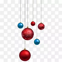 圣诞老人圣诞装饰品剪贴画-红色和蓝色圣诞球PNG剪贴画