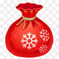 圣诞老人袋圣诞剪贴画-透明圣诞红色圣诞袋PNG剪贴画