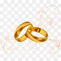 结婚邀请结婚戒指结婚金戒指和线条图案