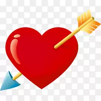 “心与箭”剪贴画-带箭的情人节红心