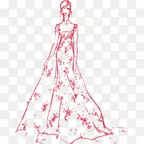 绘制时尚婚纱新娘素描-新娘婚礼时装秀