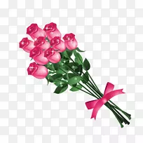 祝福午后夜问候上帝-透明的粉红色玫瑰花束PNG剪贴画