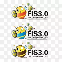 蜜蜂标志动画符号-各自的颜色标志