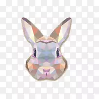 兔三角画布几何海报-兔