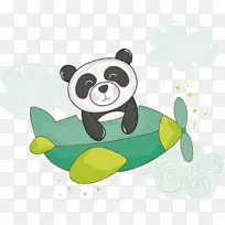 大熊猫熊飞机夹艺术创意卡通熊猫