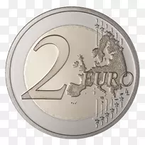 欧元硬币钞票-硬币2欧元PNG图片