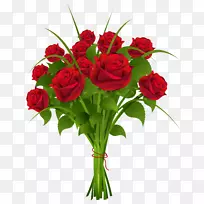 礼品玫瑰剪贴画-透明玫瑰花束红色剪贴画PNG图像