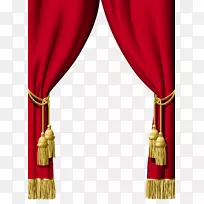 窗帘剪贴画-红色窗帘装饰