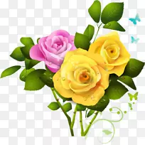 玫瑰黄色剪贴画-黄色和粉红色玫瑰花束攀枝花