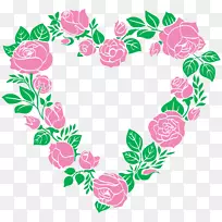 右心缘玫瑰夹艺术-粉红色玫瑰心缘PNG剪贴画图像