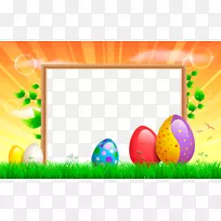 复活节兔子彩蛋越橘复活节剪贴画.透明复活节框架