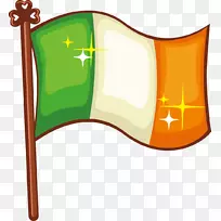 爱尔兰圣帕特里克节标志旗帜-风飘扬的旗帜