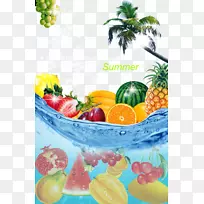 果汁柚子柠檬海报-夏日水果海报