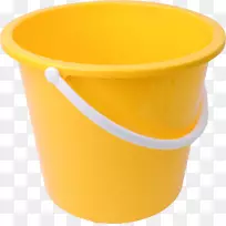 拖把桶车-塑料黄桶PNG图像免费下载