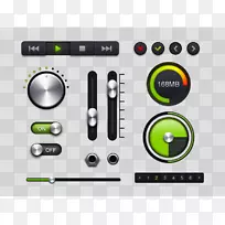 用户界面设计按钮-荧光绿色按钮用户界面