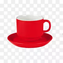 茶杯茶碟-红色咖啡杯图片