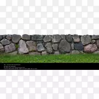 石头、墙壁和草坪