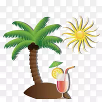 椰子树和冷饮