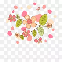 简单手绘花卉卡通蝴蝶背景