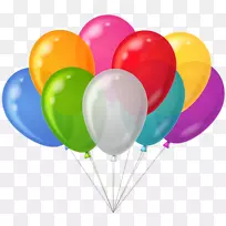 气球派对剪贴画-一束透明的彩色气球剪贴画