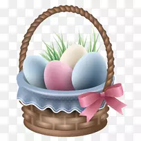 复活节兔子蛋篮-透明复活节篮和草盆剪贴画