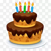 生日蛋糕巧克力蛋糕剪贴画-蛋糕配蜡烛PNG剪贴画