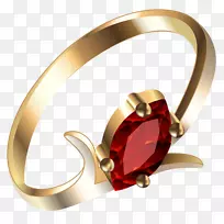 红宝石耳环夹艺术-金环与红宝石PNG剪贴画