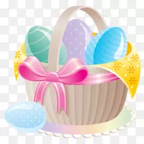 复活节兔子彩蛋夹艺术-带有复活节彩蛋的精致篮子