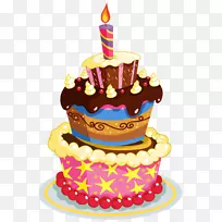 生日蛋糕剪贴画-五颜六色生日蛋糕PNG剪贴画