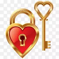 心脏挂件钥匙链符号-心锁和心键
