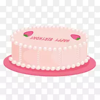 生日蛋糕糖霜剪贴画-粉红生日蛋糕PNG剪贴画