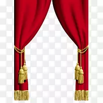 窗帘杆夹艺术-红色窗帘PNG