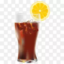 可口可乐软饮料配餐可乐加冰柠檬PNG透明剪贴画形象
