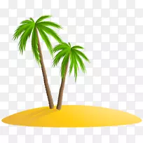 岛屿剪贴画-棕榈岛PNG剪贴画图像