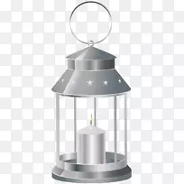 灯笼烛光剪贴画-带有蜡烛PNG透明剪贴画图像的银灯笼