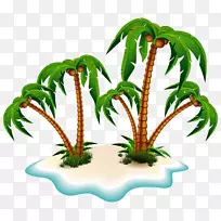 槟榔科树木剪贴画-棕榈树和岛屿攀枝花图片
